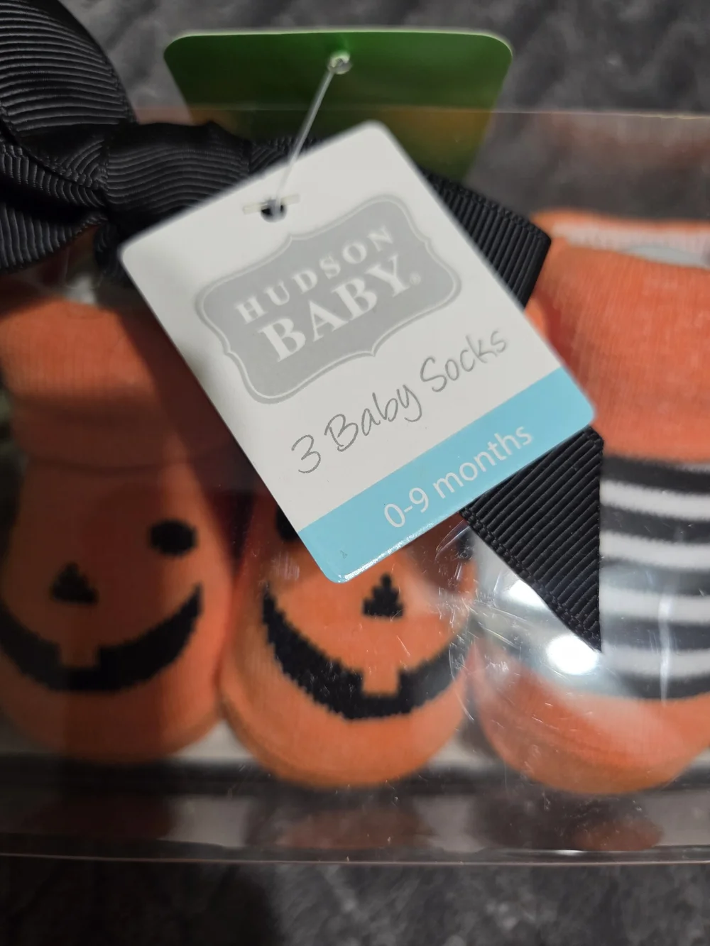 Hudson Baby Green Frankenstein & Orange Pumpkin Baby Socks Set
